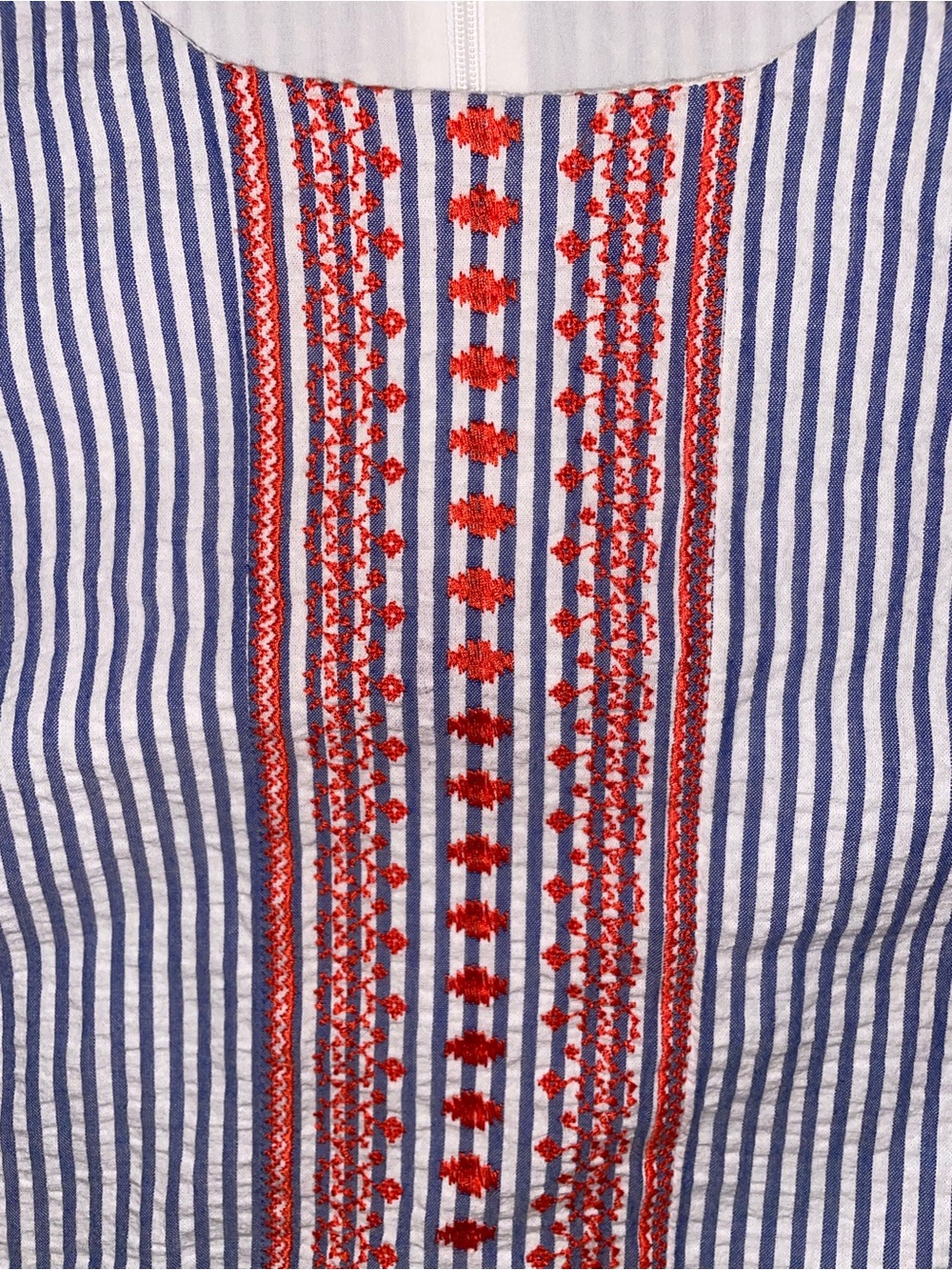 Charlie Paige Women’s Striped Seersucker Boho Embroidered Shift Dress - Picture 11 of 13